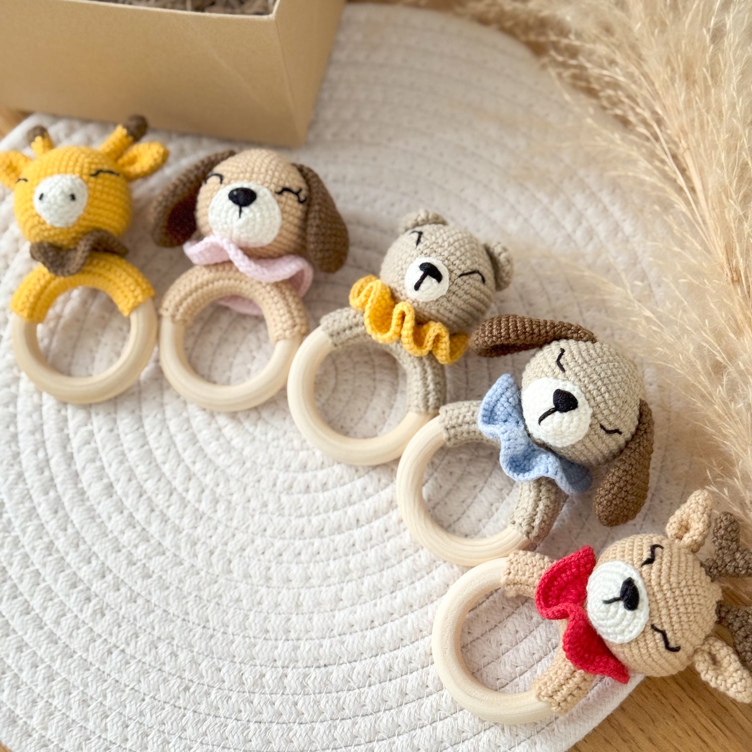 Handmade Crochet rattle, safe toys for baby