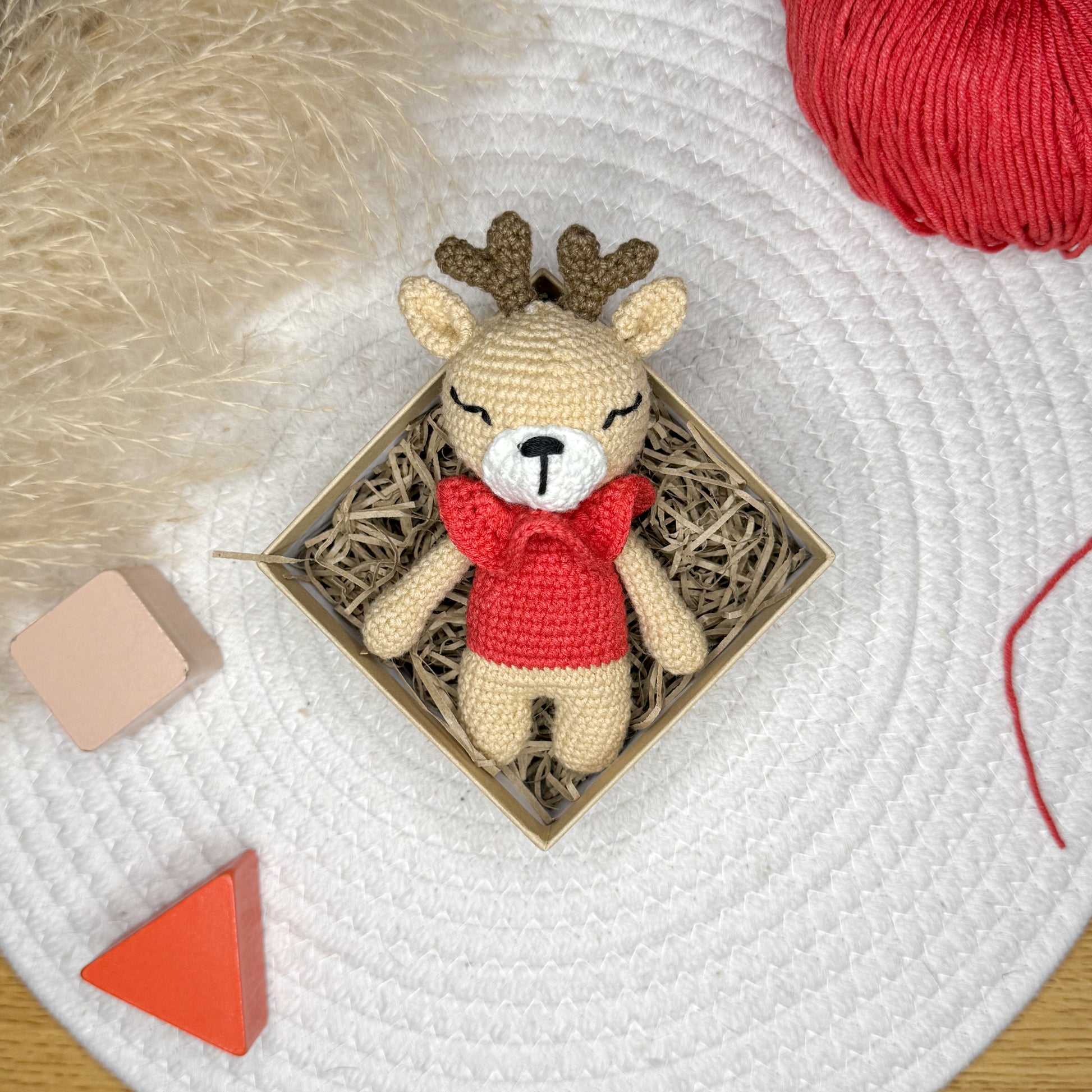 Handmade Crochet Deer Soft Toy - Perfect Baby Gift, Eco-Friendly Plush