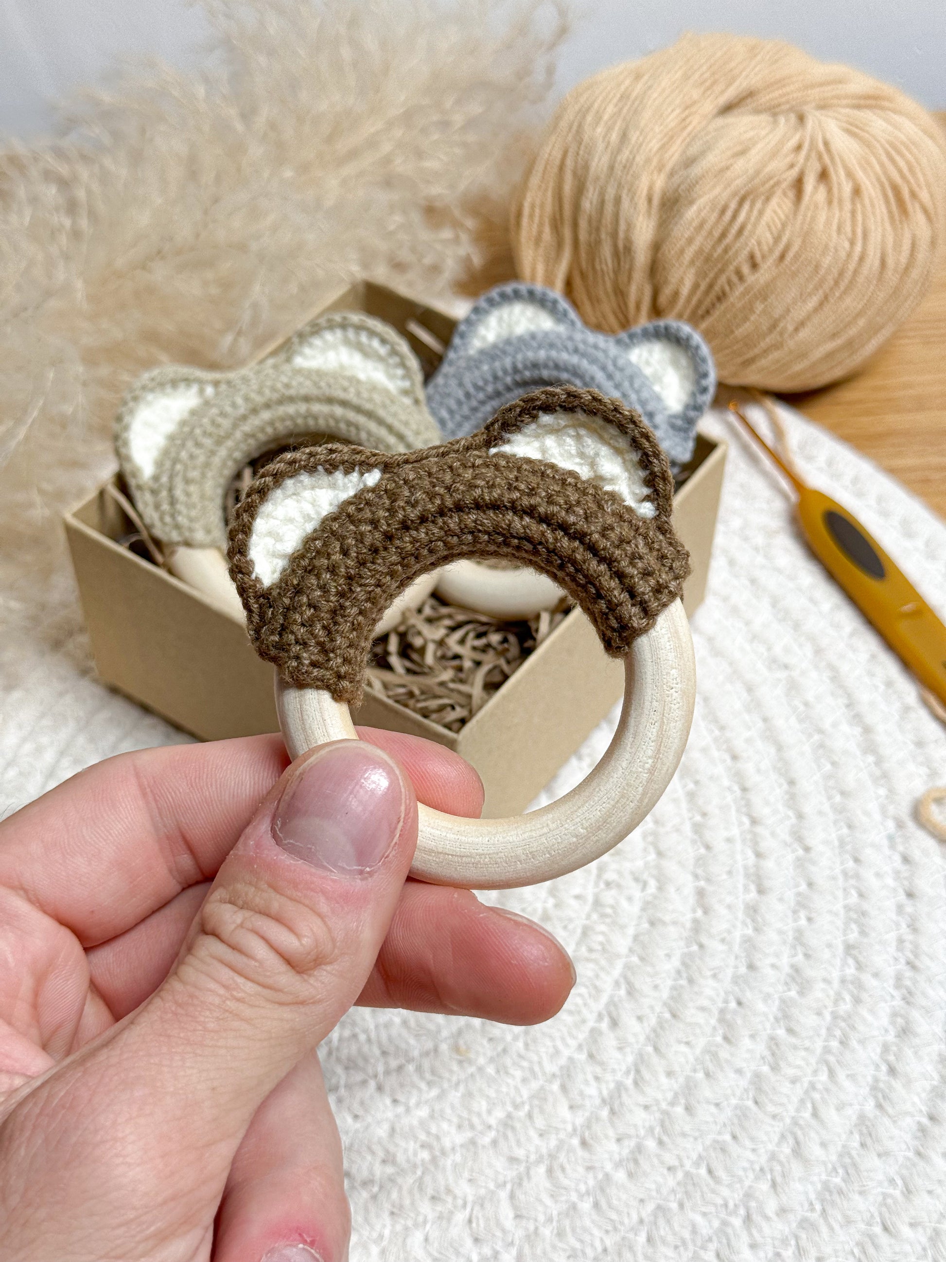 Bear Ears Teething Ring - The Yarn Toys