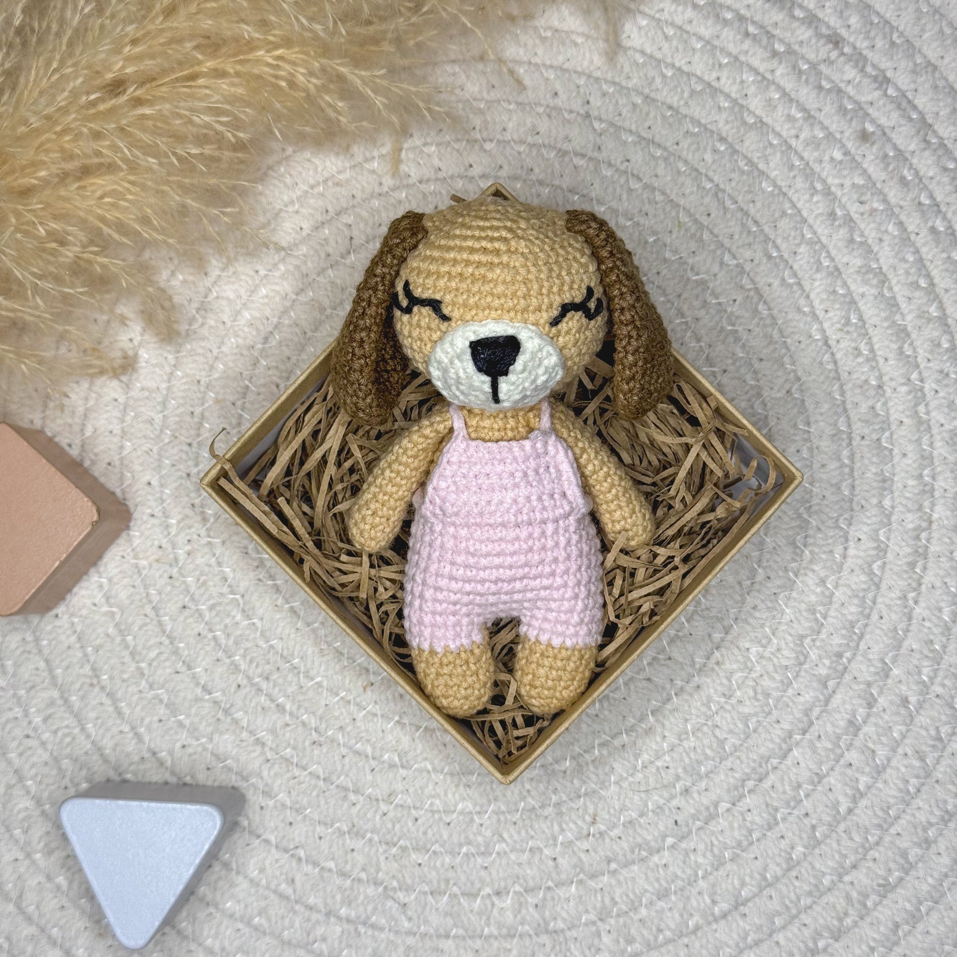 Cute Crochet Dog Soft Toy for Girl – Handmade, Safe & Eco-Friendly Baby Gift