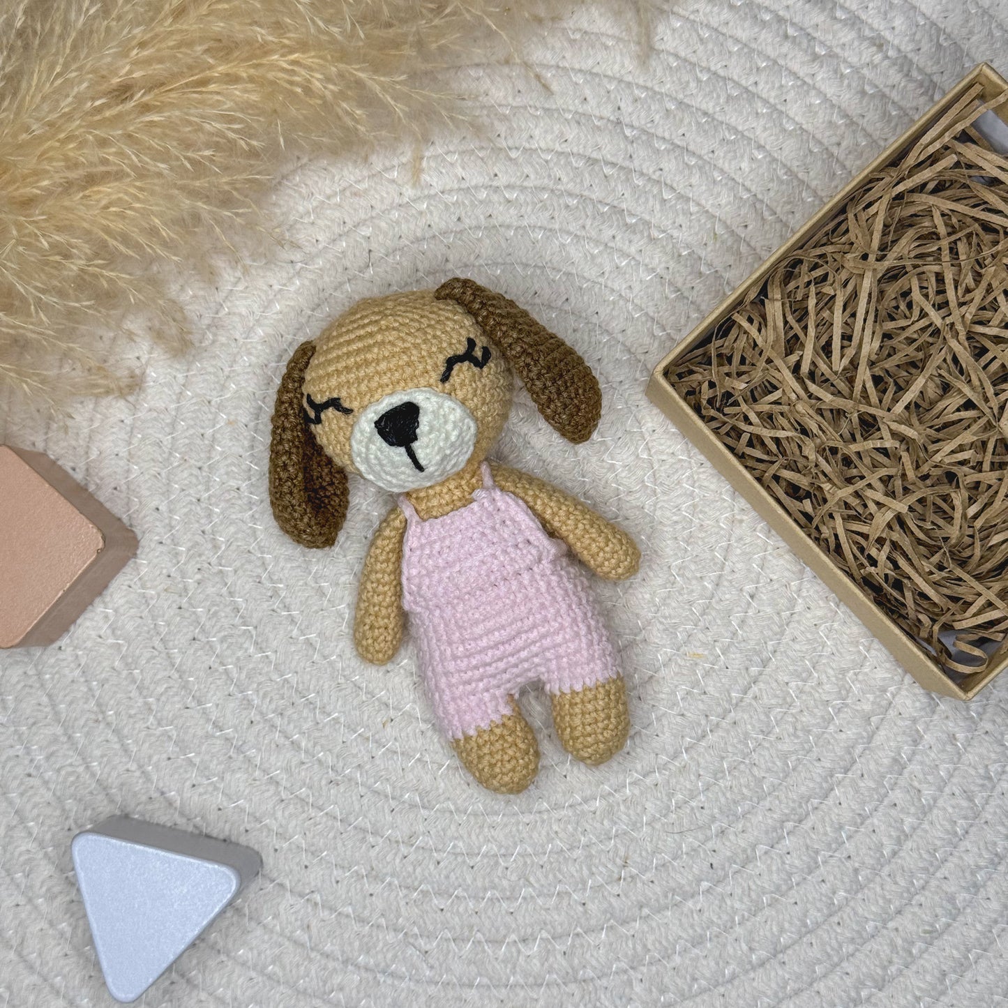 Cute Crochet Dog Soft Toy for Girl – Handmade, Safe & Eco-Friendly Baby Gift