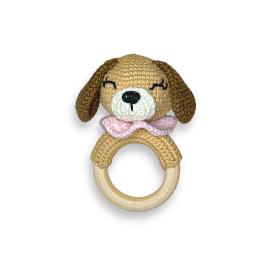 It’s a Girl Baby Dog Rattle – Handmade Crochet, Baby-Safe 