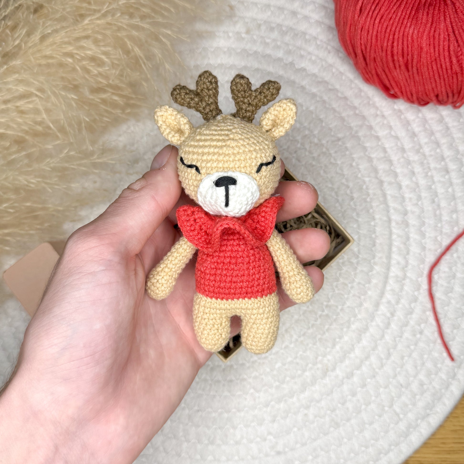 Handmade Crochet Deer Soft Toy - Perfect Baby Gift, Eco-Friendly Plush